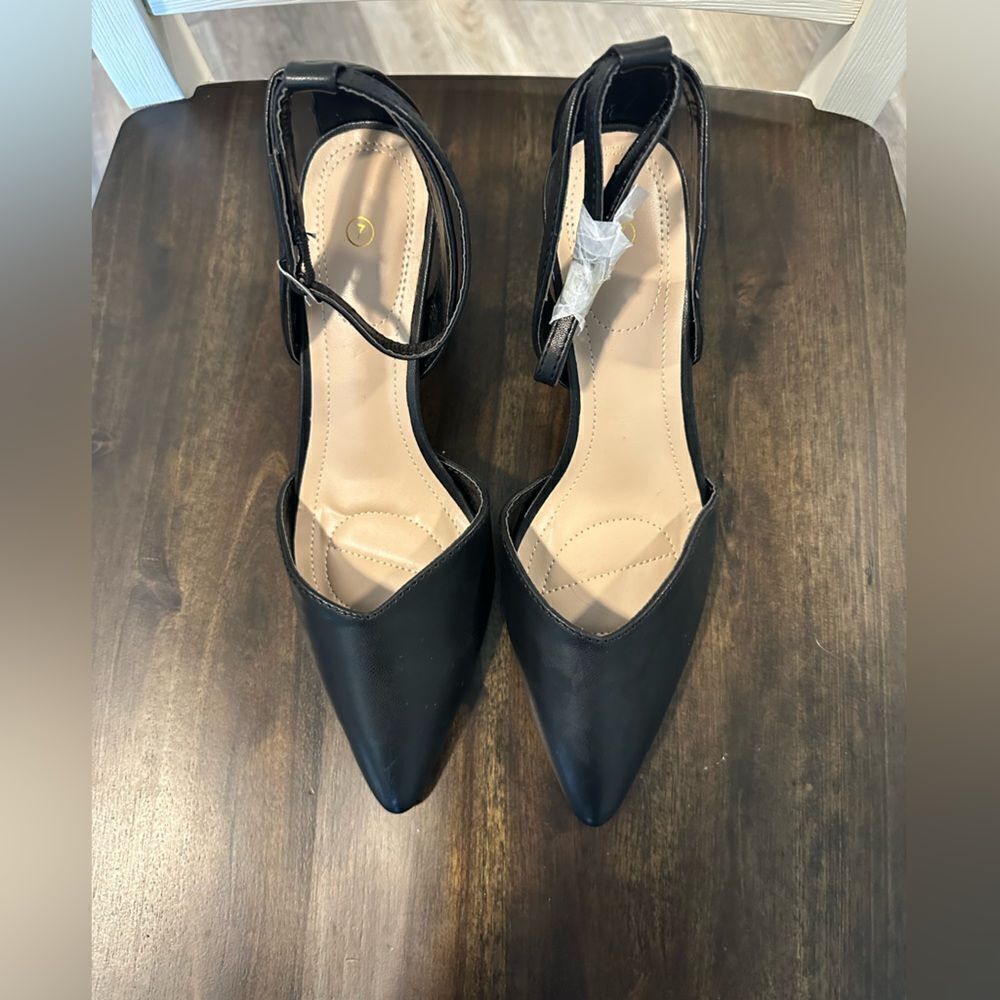 Elegant Black Heels with Ankle Strap size 7